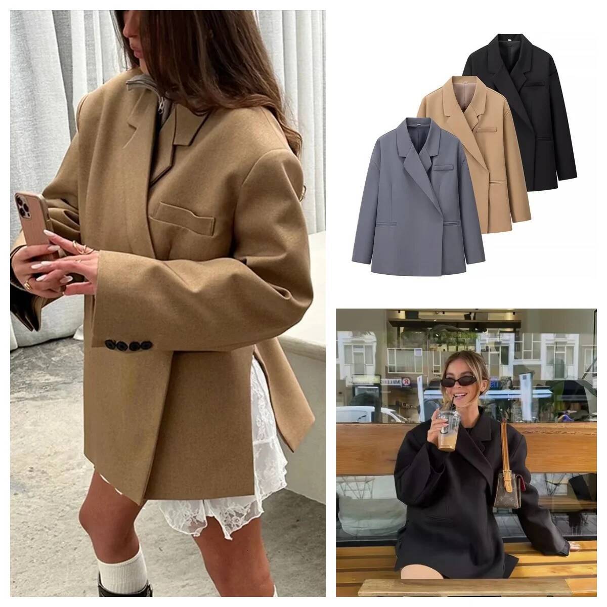 winter jacket women Autumn plus size women's casual jacket fashionable and versatile single button side slit suit top