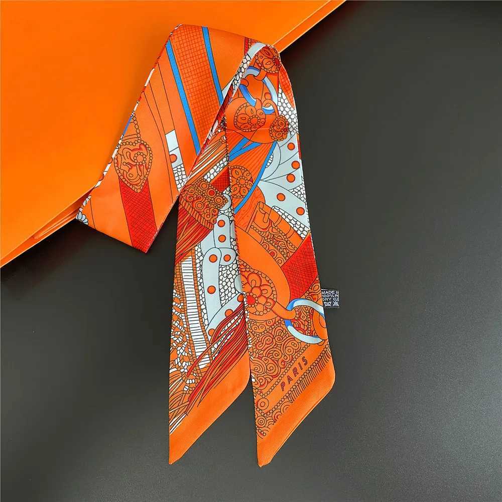 Gorgeous Saddle Print Summer Scarf 2023 Brand Design Women Skinny Bag Scarves Hair Band Neck Silk Scarf Ladies Foulard HeadbandW251029