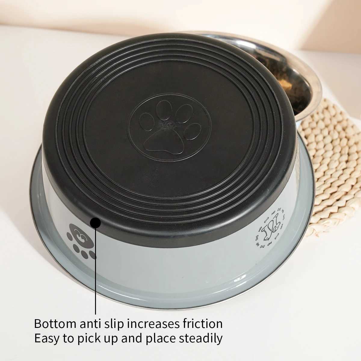 1PC Nonslip Stainless Steel Dog Food Bowl Cat Bowl Antitip Nonslip Pet Bowl J251113