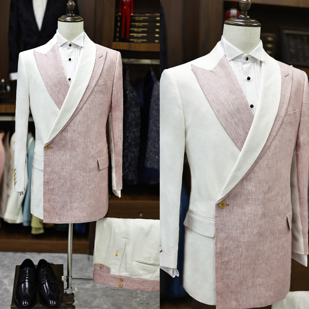 Unique Men's Suit 2 Pieces Set Multicolored Jacket Tailor-Made Groom Peaked Lapel Blazer Double Breasted Evening Party Customized Coat Pants Plus