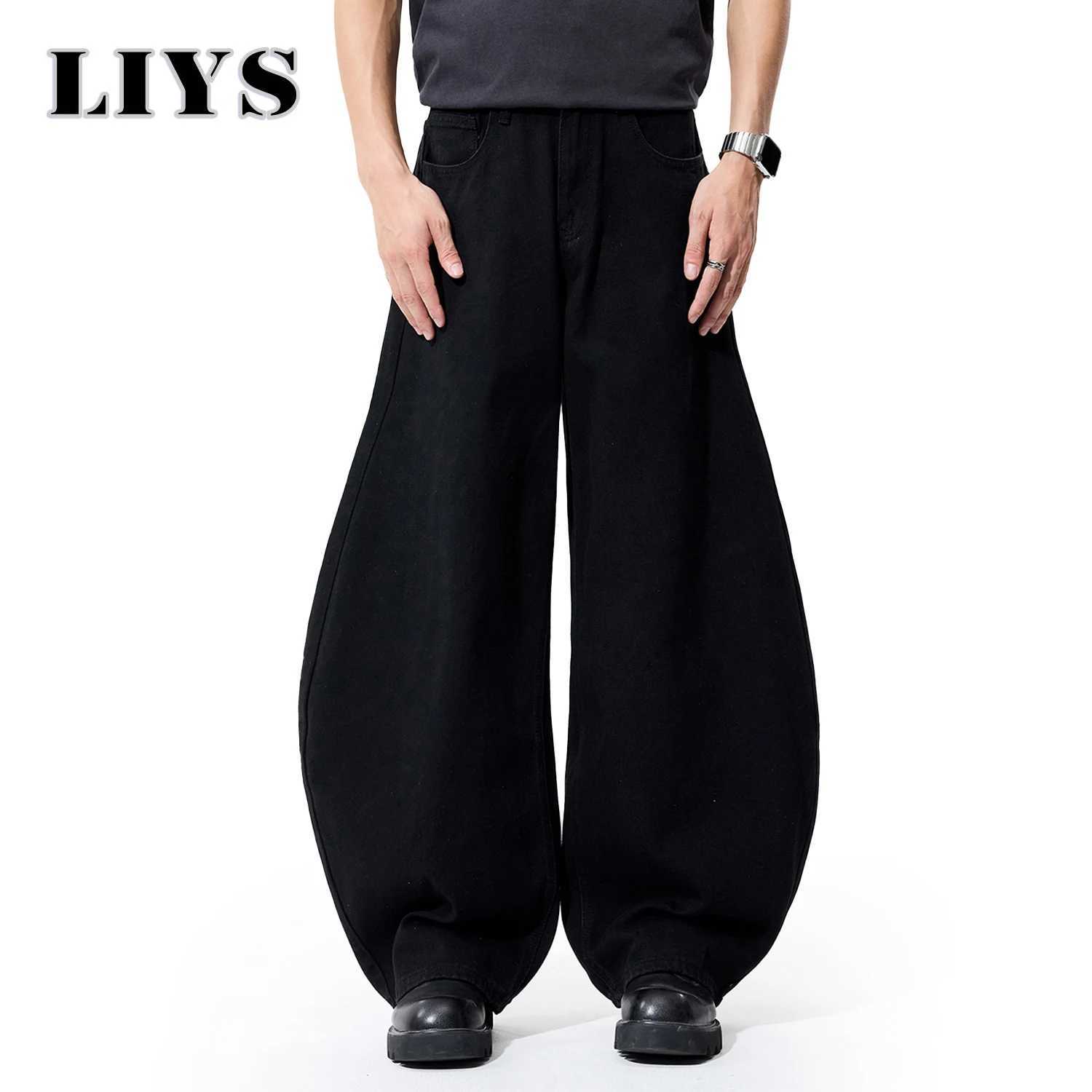 2025 Autumn Mens Retro Grey Black Loose Wide Leg Jeans American Street Baggy Goth Pants Man Designer Jeans Y2K Denim Pants J251030