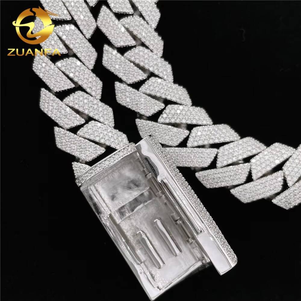 Men Style Hiphop Jewelry 20MM 4 Rows VVS Moissanite Cuban Link Chain Iced Out Big Chain Cuban Chain Necklace