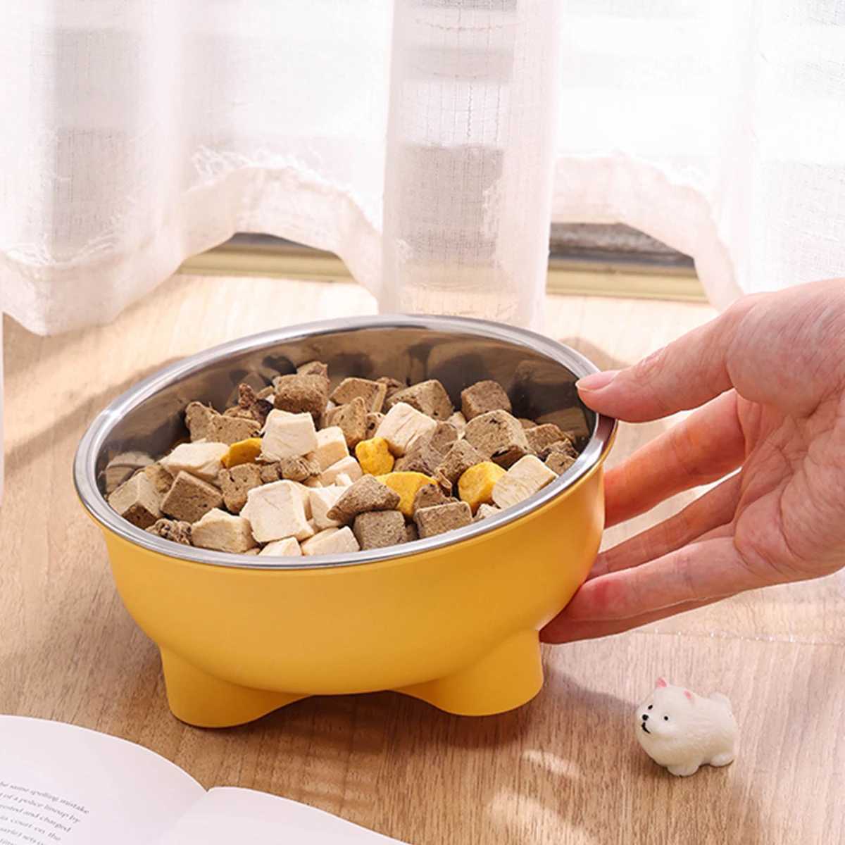 1PC FourLegged Solid Color Stainless Steel Pet Dog Bowl And Cat Bowl For Indoor And Outdoor Use J251113