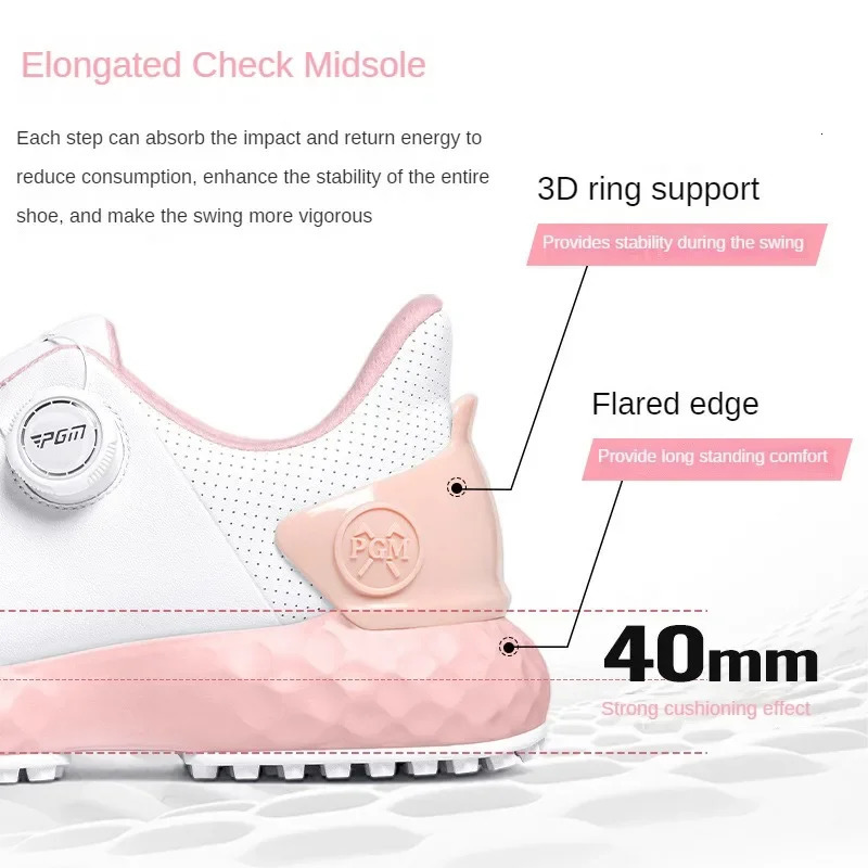 PGM Golf Shoes Woman Nail Waterproof Sneaker Nonslip Lightweight Knobs Comfortable Cushioned Spikeless Shoes XZ365 251023