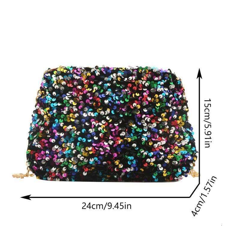 Crossbody Chain Simple INS Solid Color Sequins Shoulder Underarm Bag Phone Purse Evening Clutch Bags Handbag