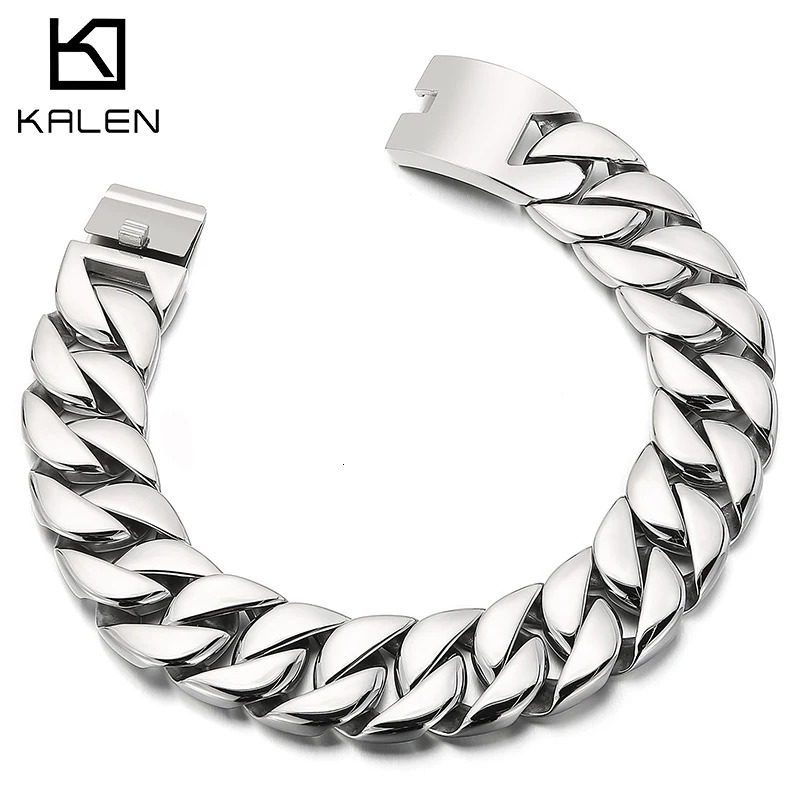 Kalen 20mm31mm Punk Mens Womens Stainless Steel Necklace Heavy Larger Necklace Curb Cuban Chain Choker Jewelry 4042cm Length 251029