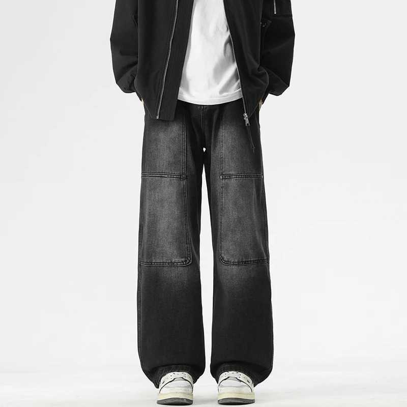 Highend Trend Personality 2025 Autumn and Winter Retro Casual Straight with Wide Legs Loose Nstyle Washed Machete Jeans J251030