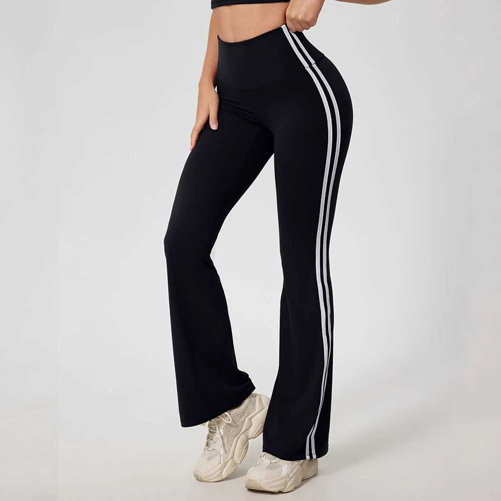Yoga Leggings Women Striped Bellbottoms Sport Pants High Waist Wide Leg Pants Legging Workout Running Stretchy Gym Flared Pants J251030