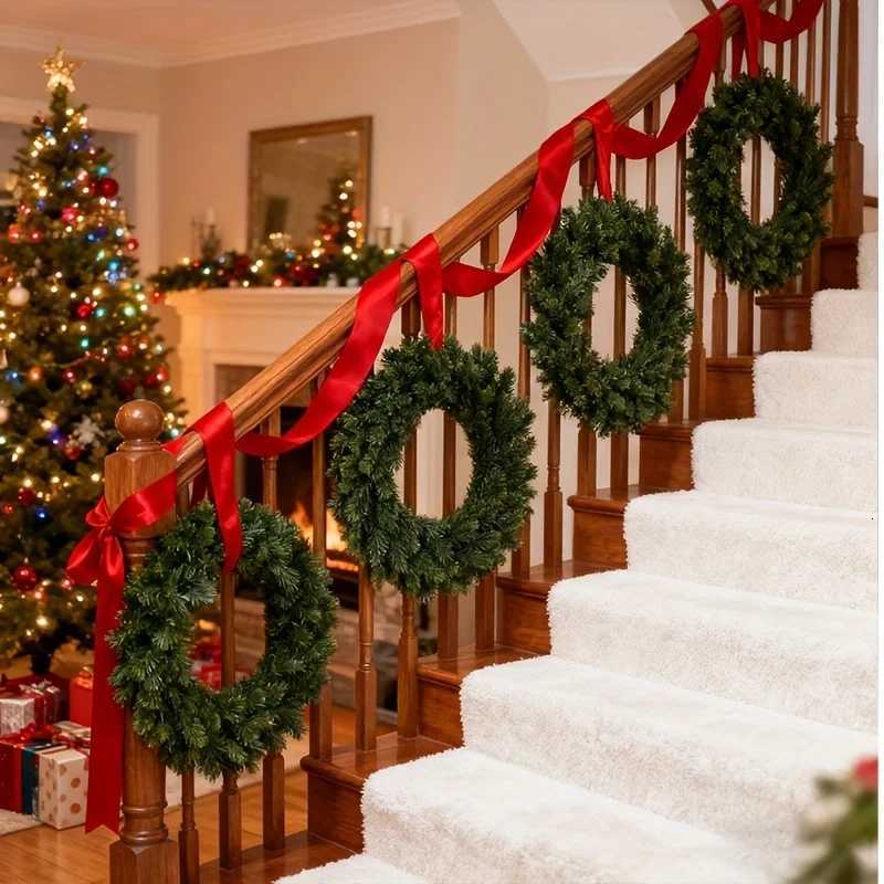 1pc Artificial Christmas Wreath Durable Plastic Xmas Decor Wedding Holiday Dcor Christmas Wreaths For Front Door C251030