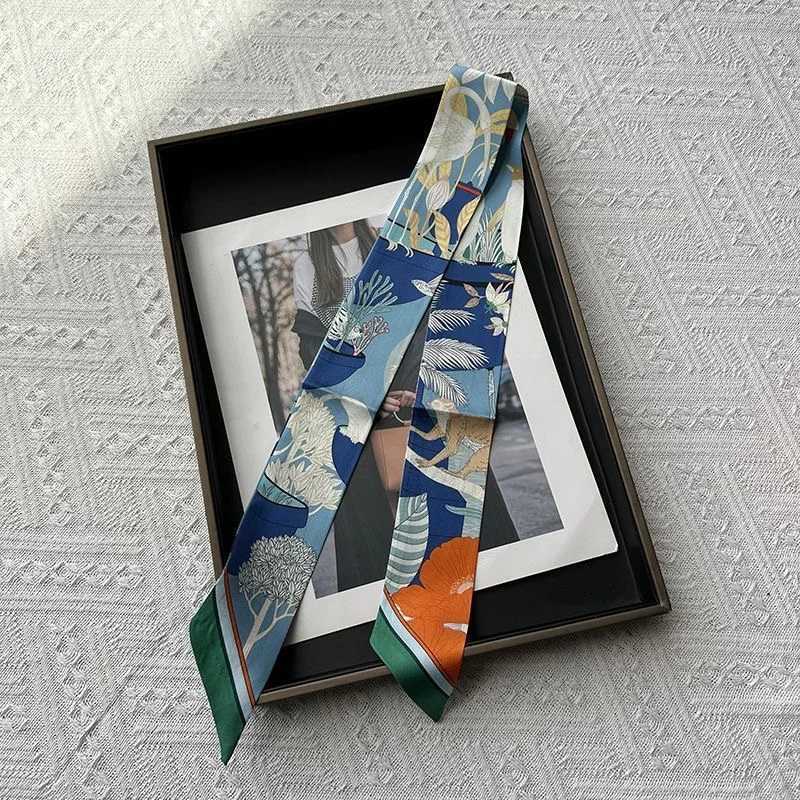 5 90Cm French New Hotselling Plant Jungle Twill Silk Decorative Streamer Wrapping Bag Ribbon Silk Scarf Small Scarf W251029