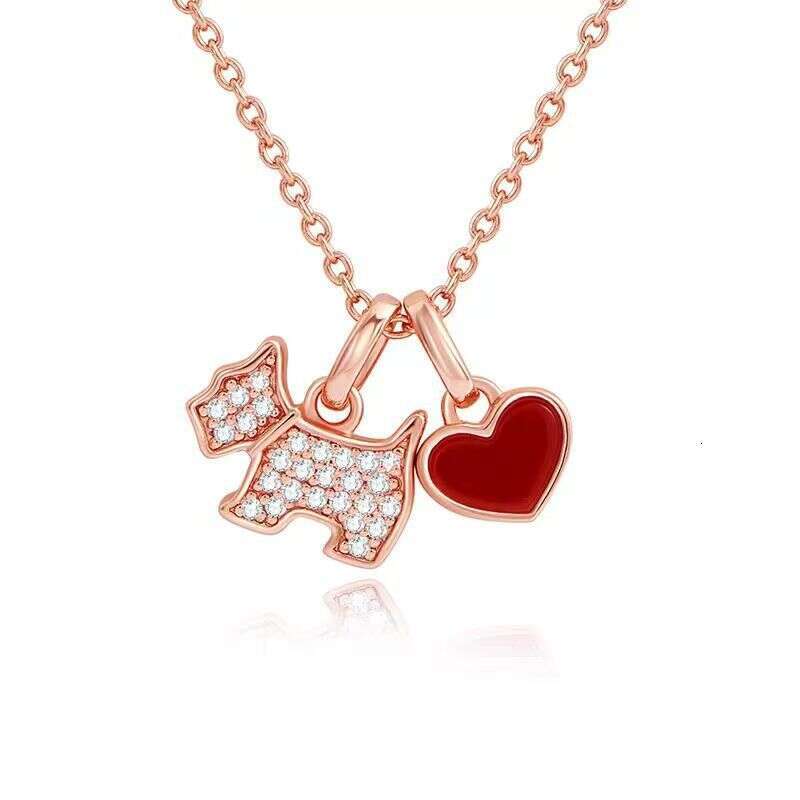 Full Dia Necklace for Women Cartoon Puppy Pendant with Inlaid Dias High-End Light Niche Heart Collarbone Chain