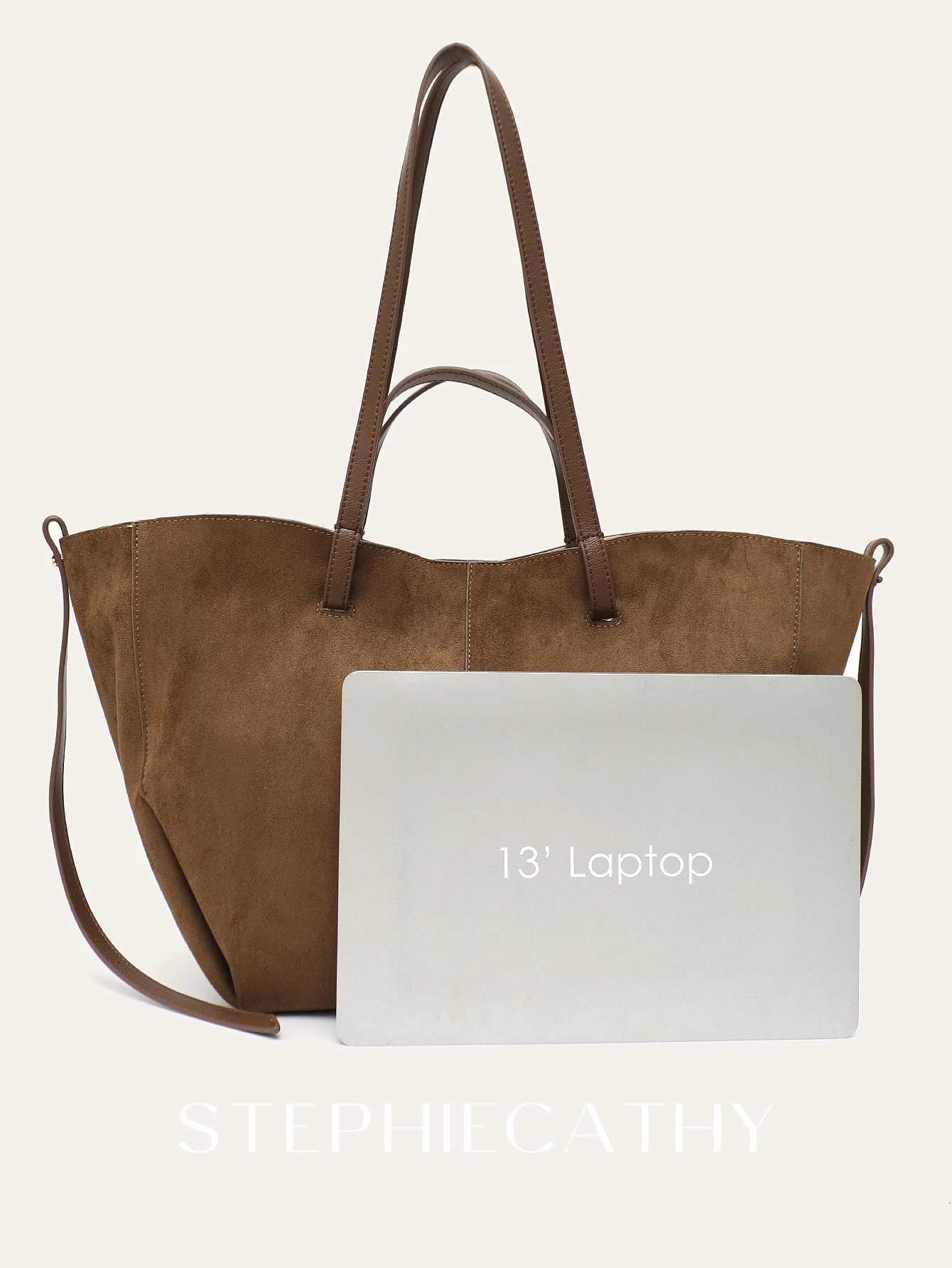 Designer bag Wens Solid Color Soft Faux Suede PU Leather Large Tote Simple Large Capacity Shoder Handbag Purse Daily Shopping Cmute Y251029