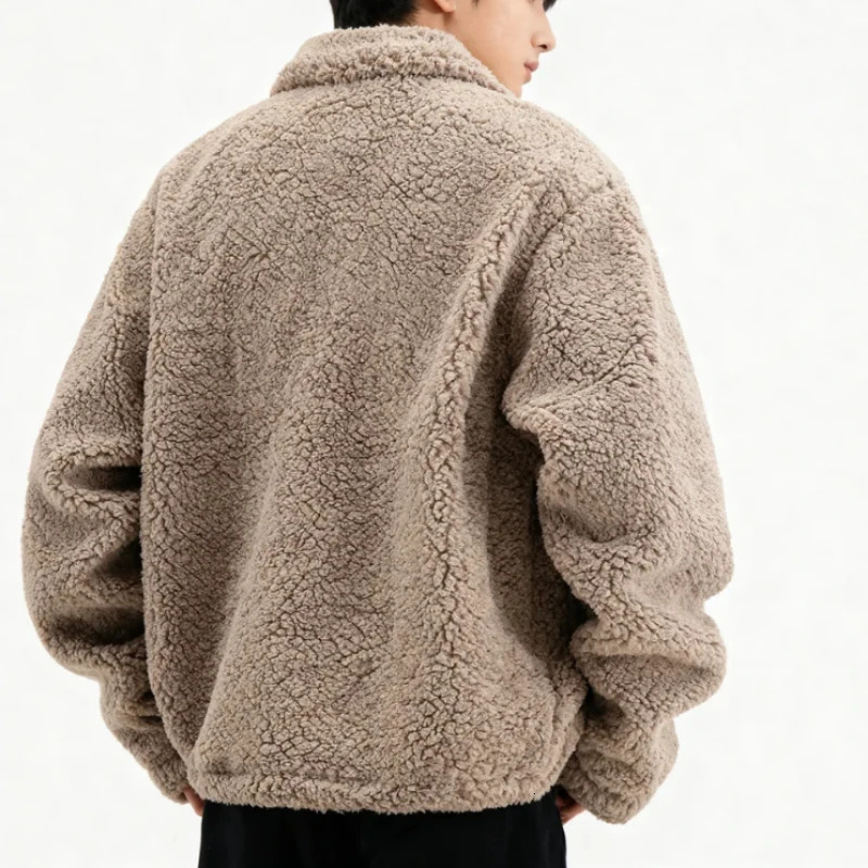 Winter Mens Plush Thickened Warm Fashion Trend Comfortable Casual Lamb Wool Simple Versatile Jacket Coat for Men 251029