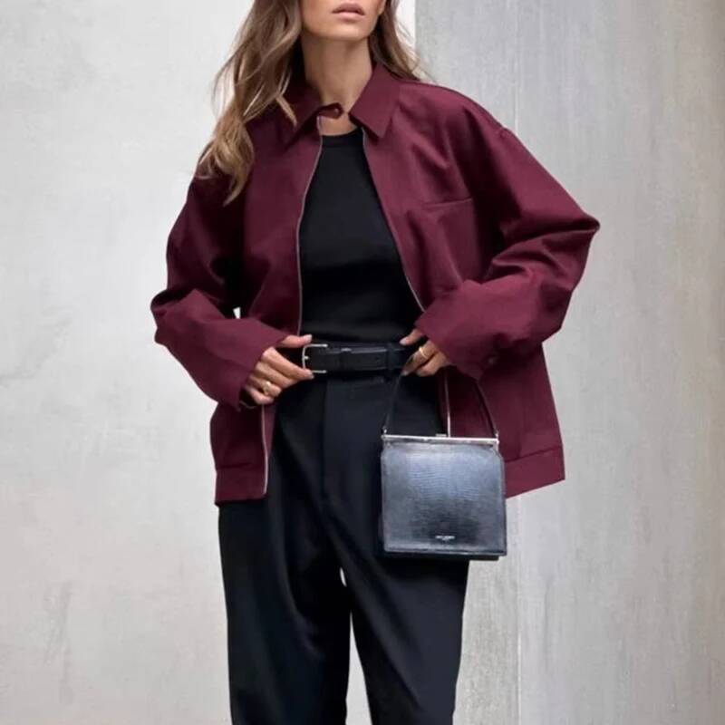 winter jacket women MUJER Zipper Bomber Jackets for Fall Outerwears Overcoat Female Long Sleeve Loose Women Coats Retro Women's Jacket