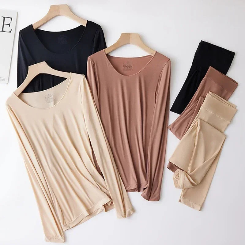 Two Piece Set Thermal Underwear Winter Clothes Women 2025 Ultrathin Heating Hyaluronic Acid Skin Lingerie Sets 251030