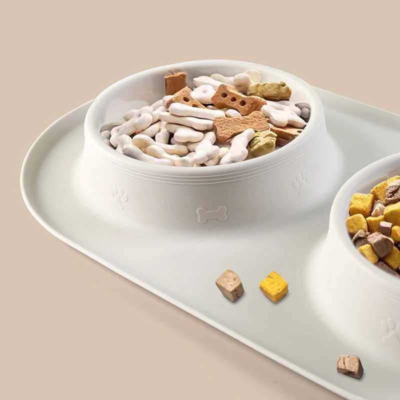Nonslip Pet Dog Bowl Double Dog Feeder Silicone Pet Drinking Bowl for Small Medium Large Dogs Durable Puppy Slow Feeder J251113