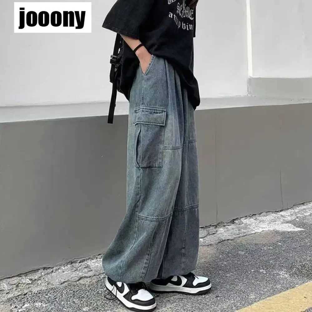 2022 Spring Autumn Trousers y2k baggy jeans for men Wide leg Pants Pockets Elastic Waist Streetwear Loose comfortable Pants J251030