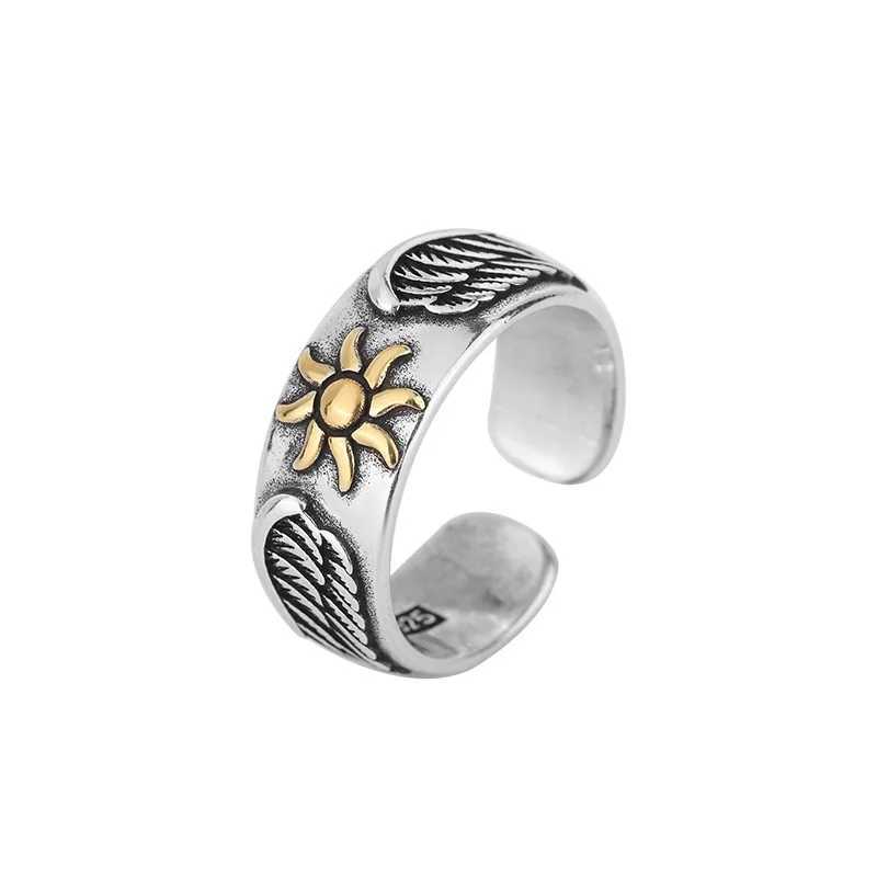 Best Sell Retro Sun Wings Design Thai Silver Men Party Ring Punk Hip Hop Jewelry For Man Birthday Gifts No FadeW251030