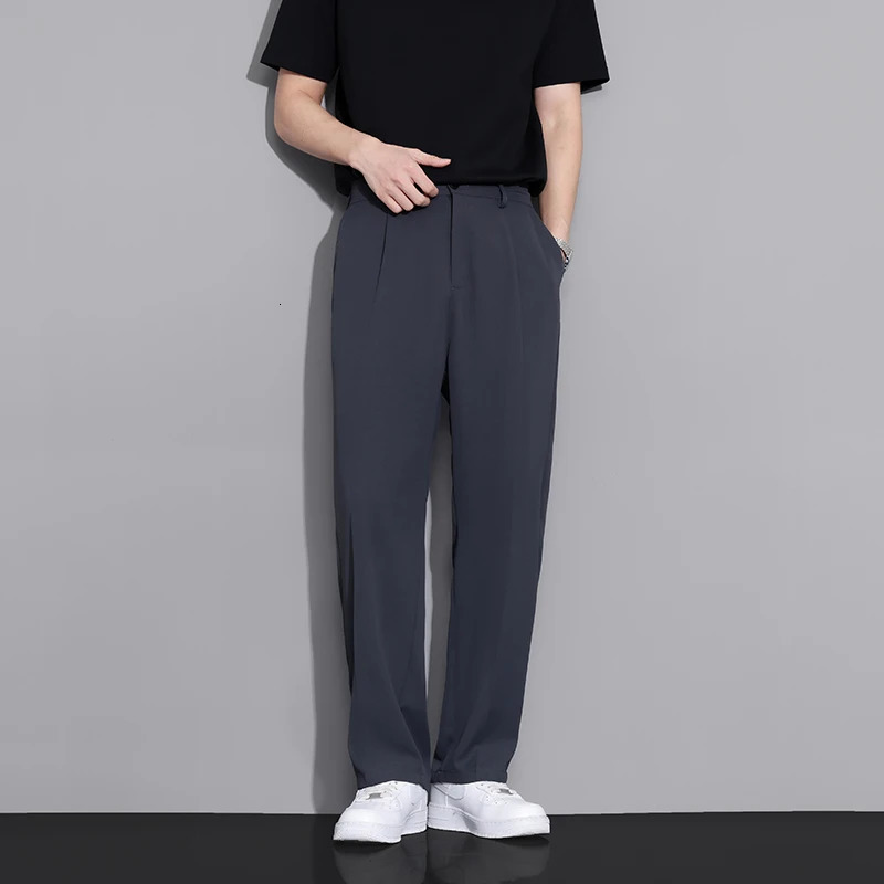 Beige Suit Pants Men Loose Fit Fashion Social Mens Wide leg Dress Pants Korean Casual Straight Pants Mens Office Formal Trousers 251028