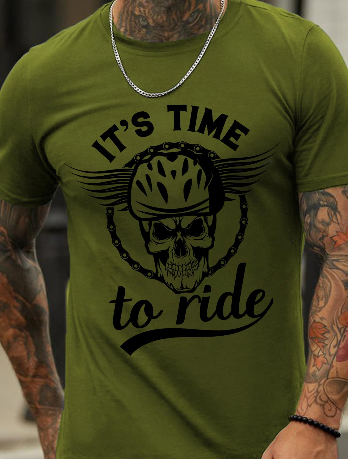 IT's time to ride English sports print pattern Men's cotton short-sleeve T-shirt - TT7068