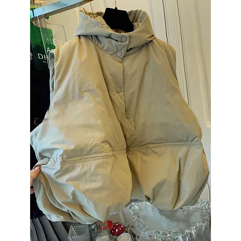 Autumn Winter Down Cotton Vest Jacket Women 2025 Sleevele Parkas Warm Short Vest Coat Female Waistcoat Overcoat Ladies Tops 251029