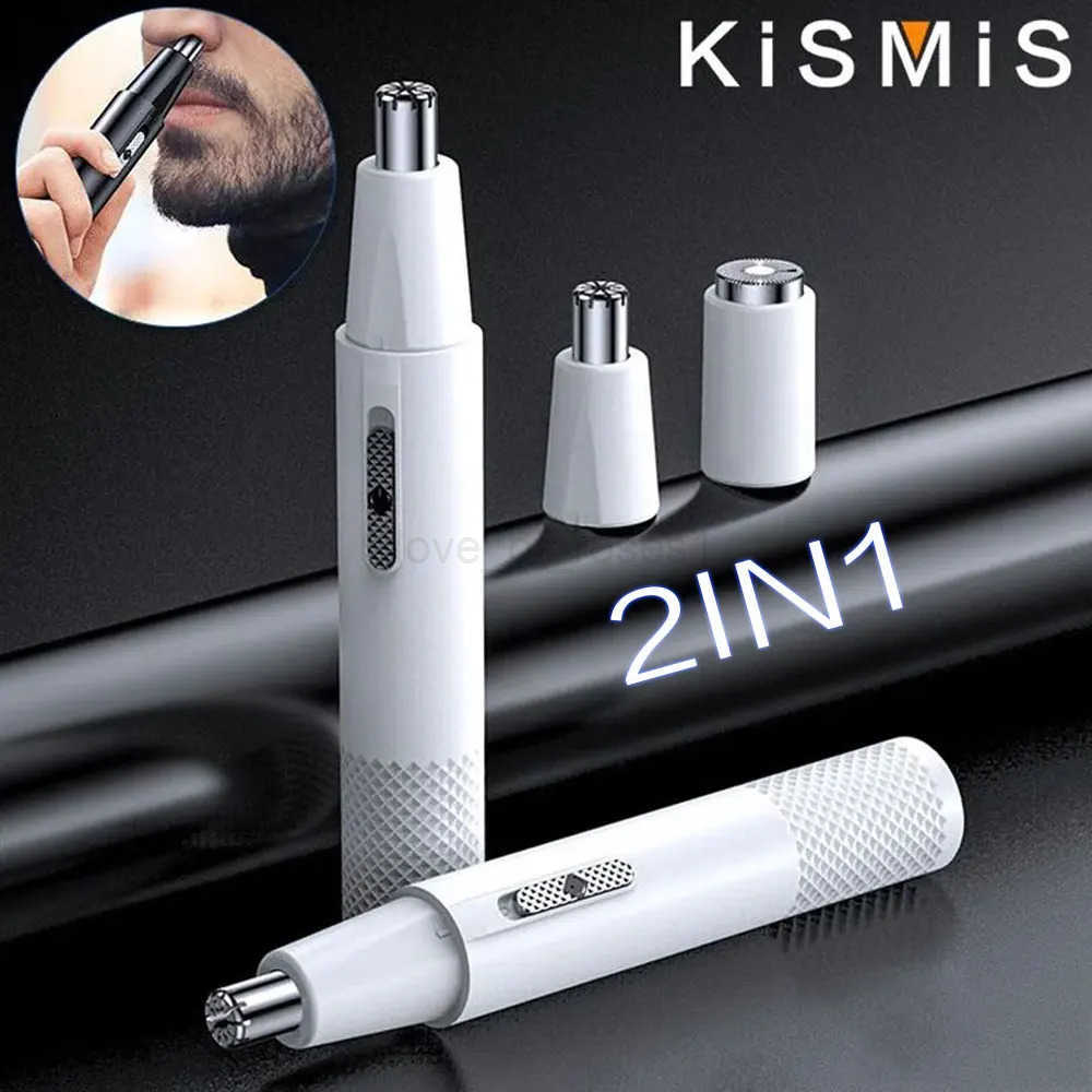 KISMIS 2IN1 USB Rechargeable Trimmer For Nose And Ear Hair Metal Shaver Electric Shaver Trim Nose Hair For Women And Men Z251030