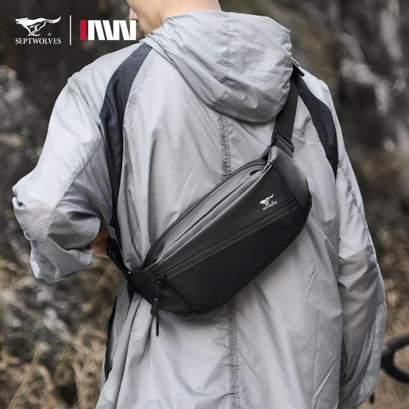 Septwolves Magnetic Buckle Crossbody Fanny Pack Man Adjustable Shoulder Strap Travel Waist Bag Waterproof Phone Mini iPad Bumbag 251021