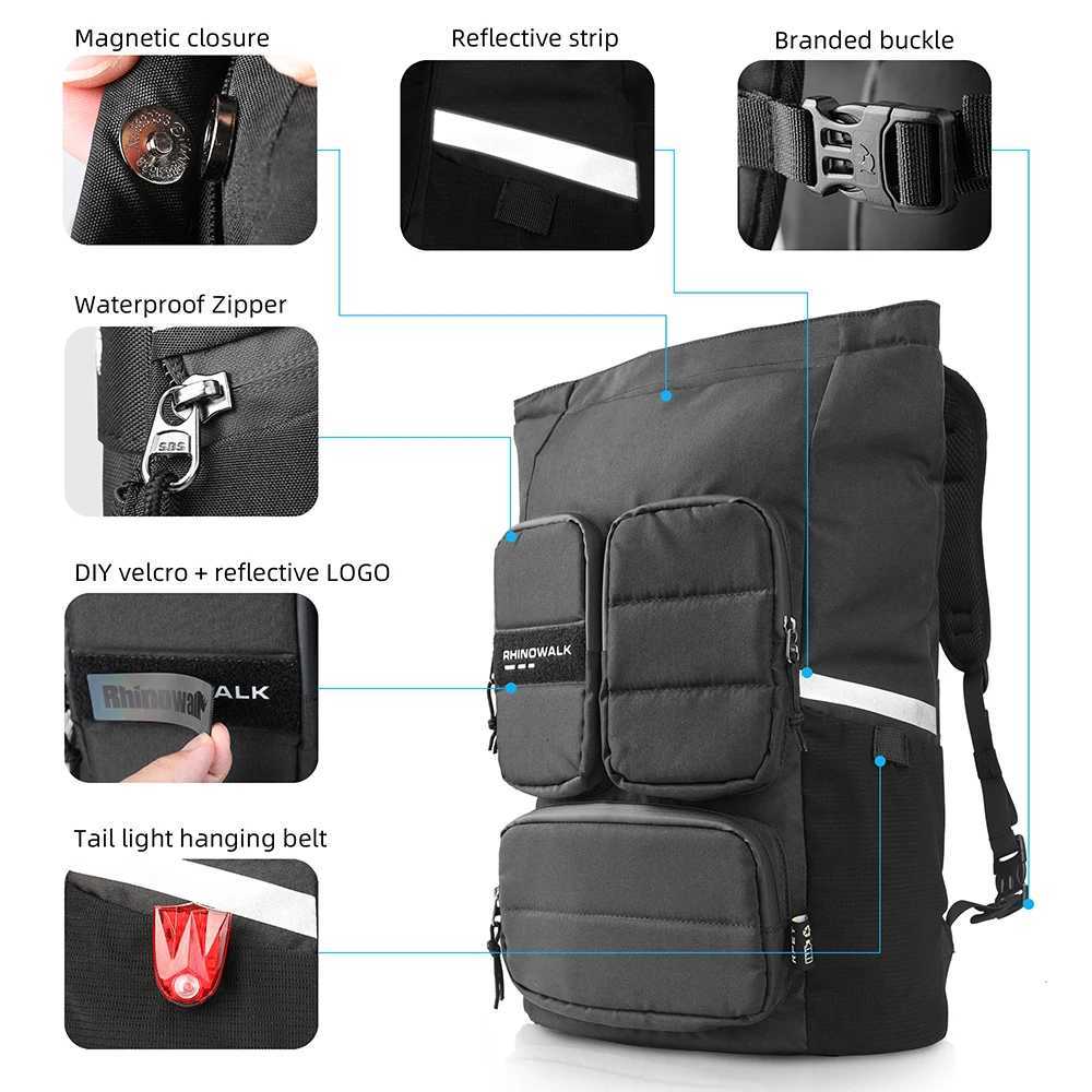 Rhinowalk Bicycle Pannier Bag Waterproof 25L Cycling Backpack Saddlebag Multifunction Outdoor Riding Travelling Storage Handbag H251029