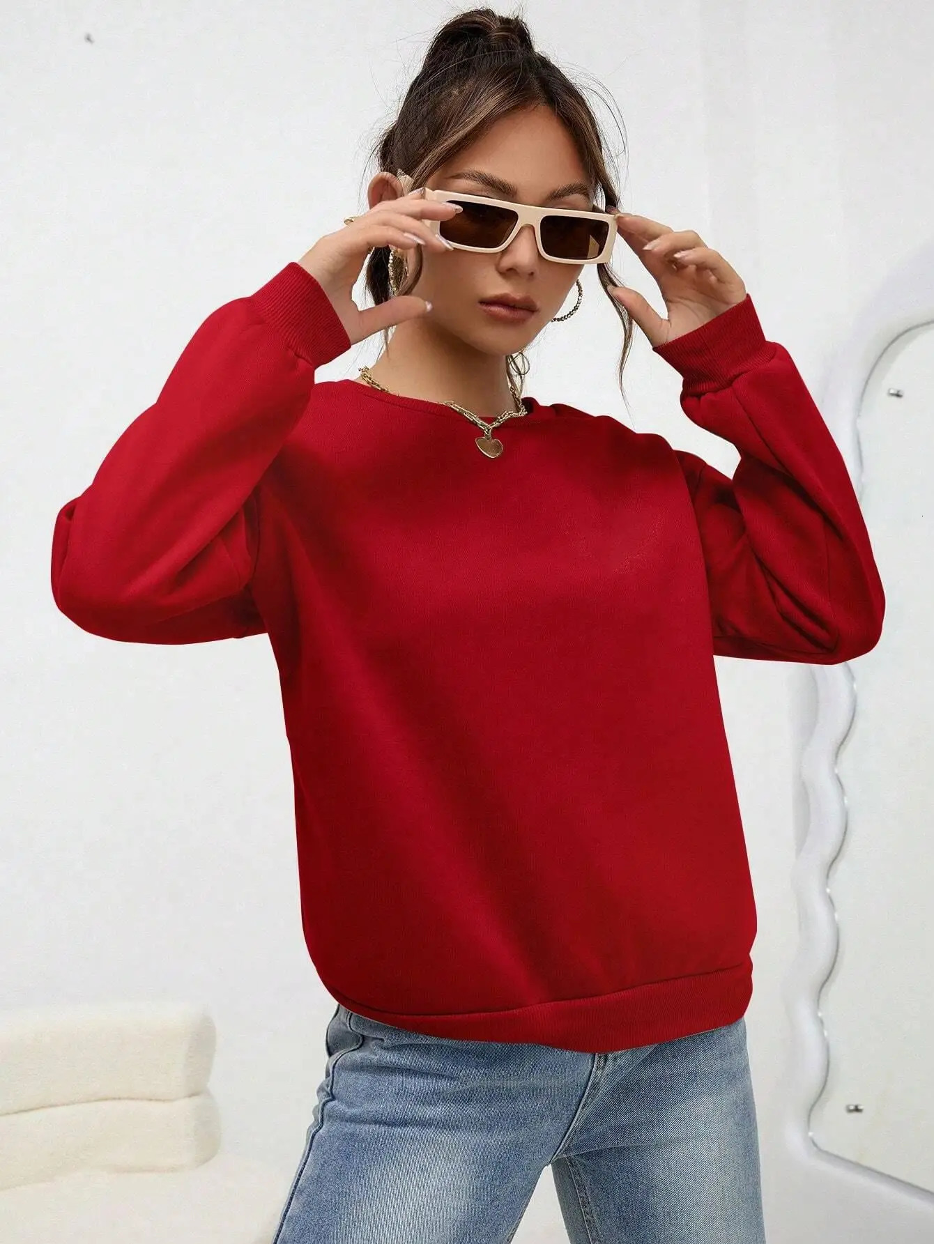 Solid Color Multicolor Woman Hoodie Casual Comfortable Clothing Loose Trendy Sweatshirt Autumn Crewneck Female Pullovers 251030