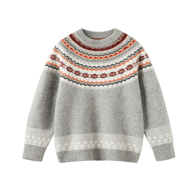 Children's pure wool sweater with double stranded thickened half high neck knitted base sweater for boys and girls