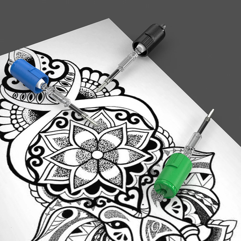 50pcs Tattoo Ballpoint Pen Cartridges Tattoo Needles Ink Free for Beginner Dotwork Drawing Practice Tattoo Refill 251027