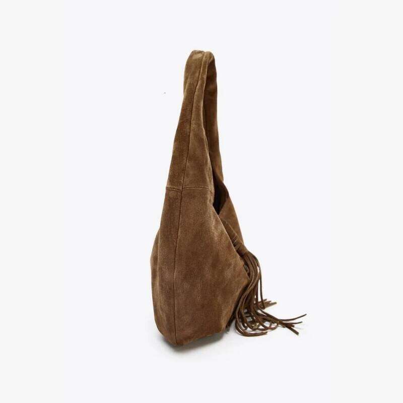Design Suede Top Handle Handbags, Solid Color Half-Moon Shoulder Bags
