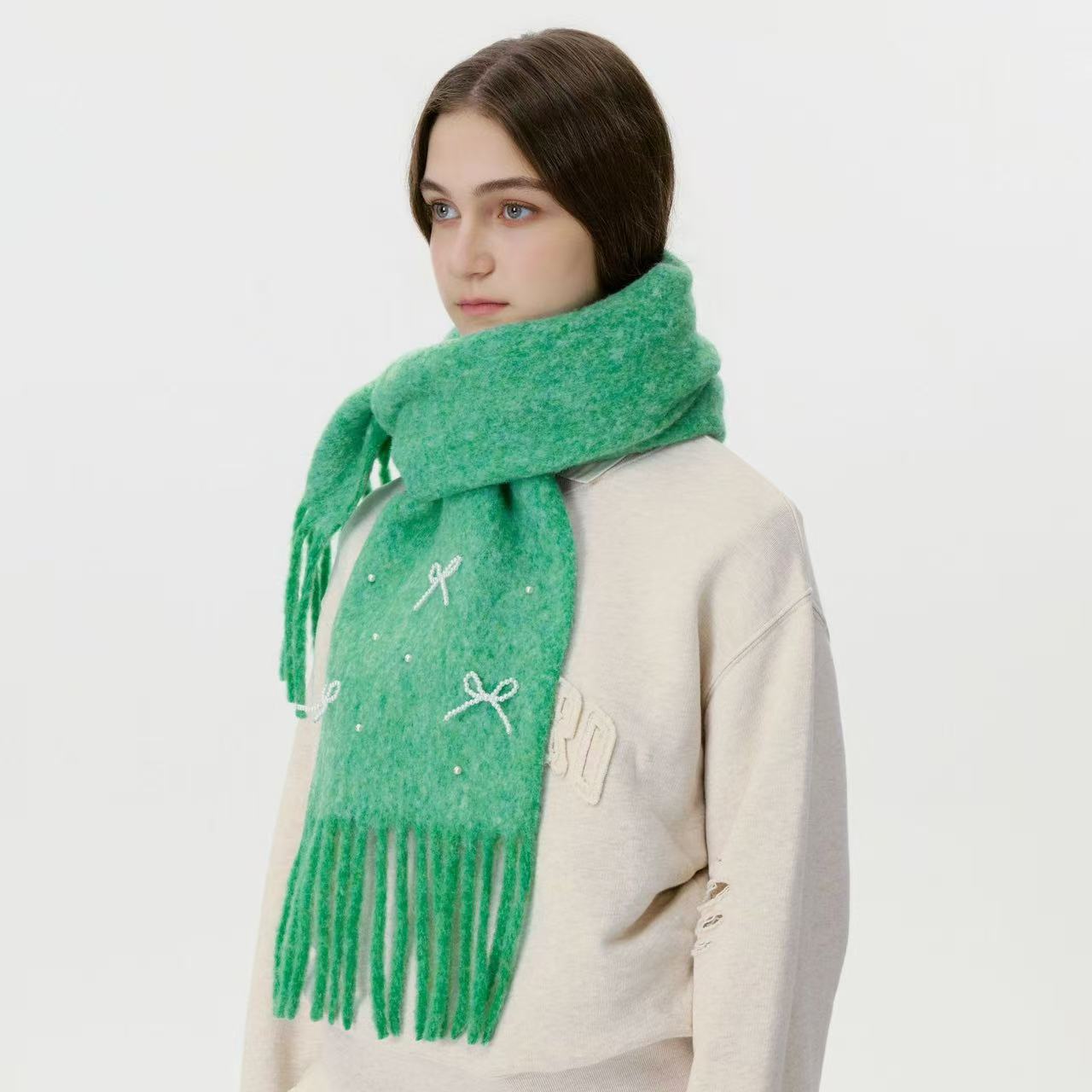 T2202 Wool Solid Color Scarf for Women, Soft and Warm for Winter