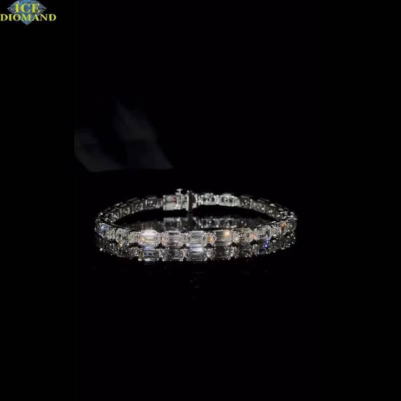 Ice Diamond Moissanite Tennis Chain VVS High Quality Brilliant Cut Frozen Hip Hop Bracelet 925 Sterling Silver Gold Plated GRA