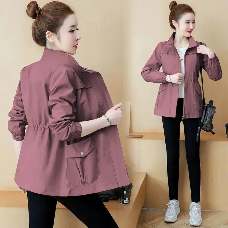2025 Short Jacket Women Double Layer Windbreaker Autumn Casual Slim Coat Fashion StandUp Collar Casual Ladies Jacket 251030