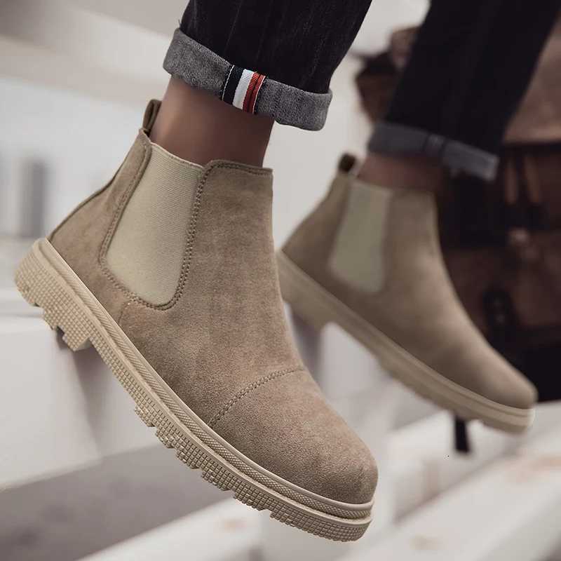Men Suede Leather Chelsea Boots British Style Outdoor Comortable Non Slip Mens Ankle Boots Botas Zapatos Hombre Chaussure Homme Z251029