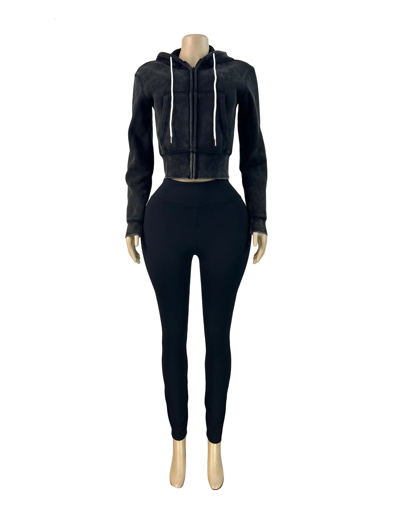 Weird Puss Sporty 2 Piece Set Woman Tracksuit Fall Trend Warm Hooded Zip JacketLeggings Matching Street Casual Stretch Outfits 251029