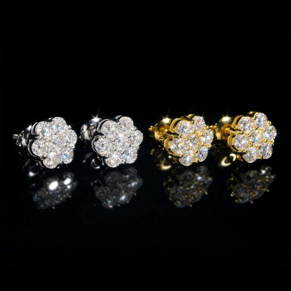 New Arrival with GRA Certificate Round Cut Silicon Stone Sterling Sier Hiphop Stud Earrings Set Unisex