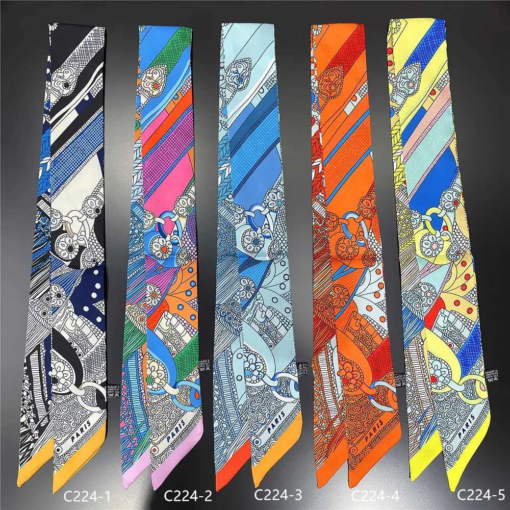 Gorgeous Saddle Print Summer Scarf 2023 Brand Design Women Skinny Bag Scarves Hair Band Neck Silk Scarf Ladies Foulard HeadbandW251029