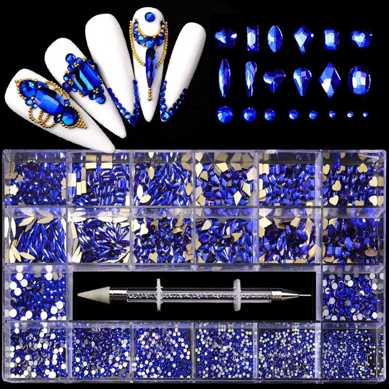 Shiny Diamond Jewelry Set for Nail Art Decorations Nail AB Flat Bottom Drill Nail Art Mixed Crystal Nail Shaped Diamond 251027