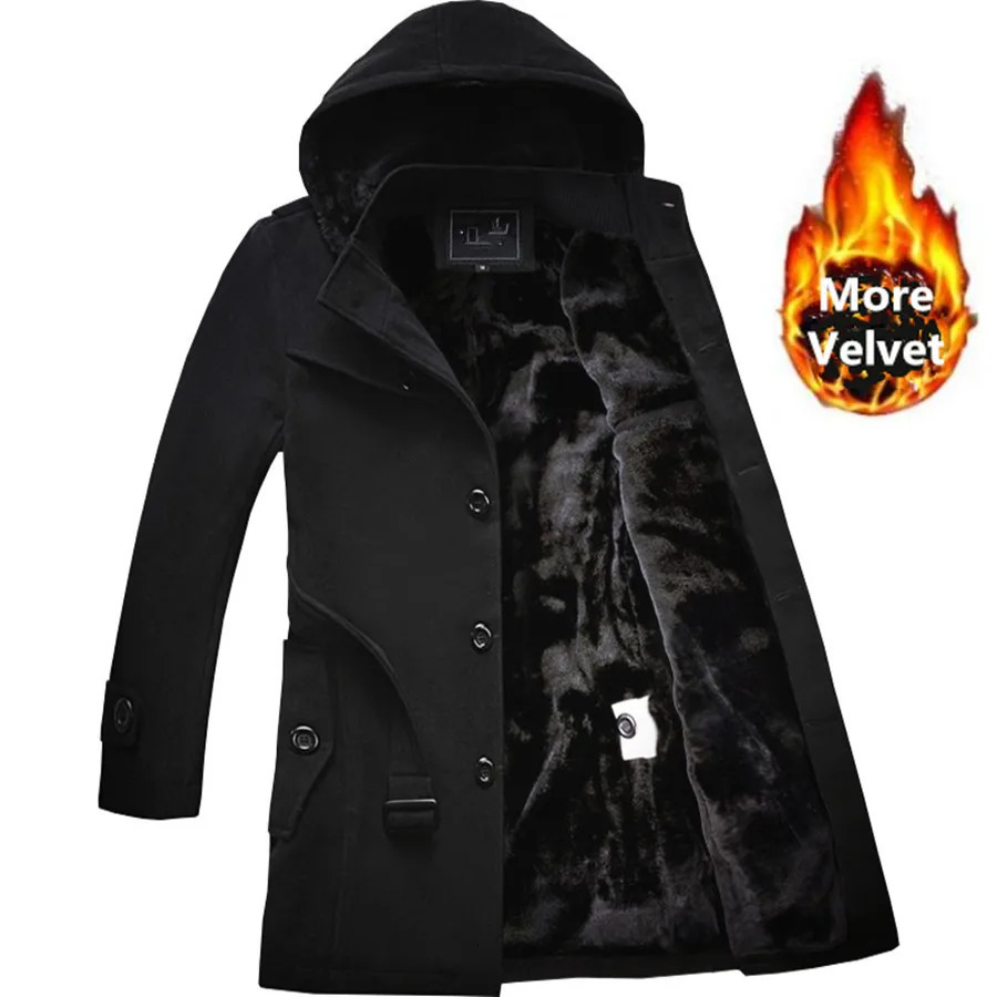 Winter Trench Coat Men Fashion Long Overcoat Male Woollen ootwear Thick Mens Clothing Size 4XL Wool Jackets 251029