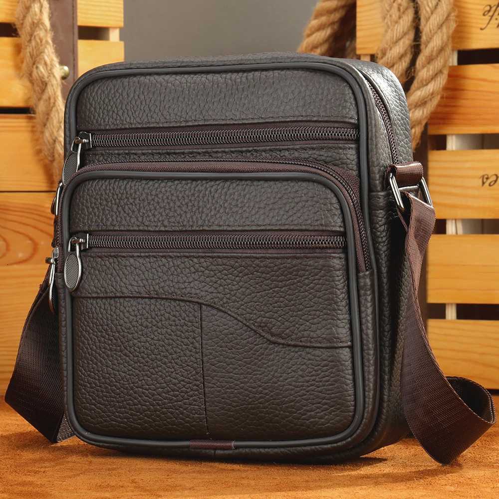 WAL Hots Mens Shoder Bags Casual Messenger Bag Genuine Leather Gift for Man Y251011