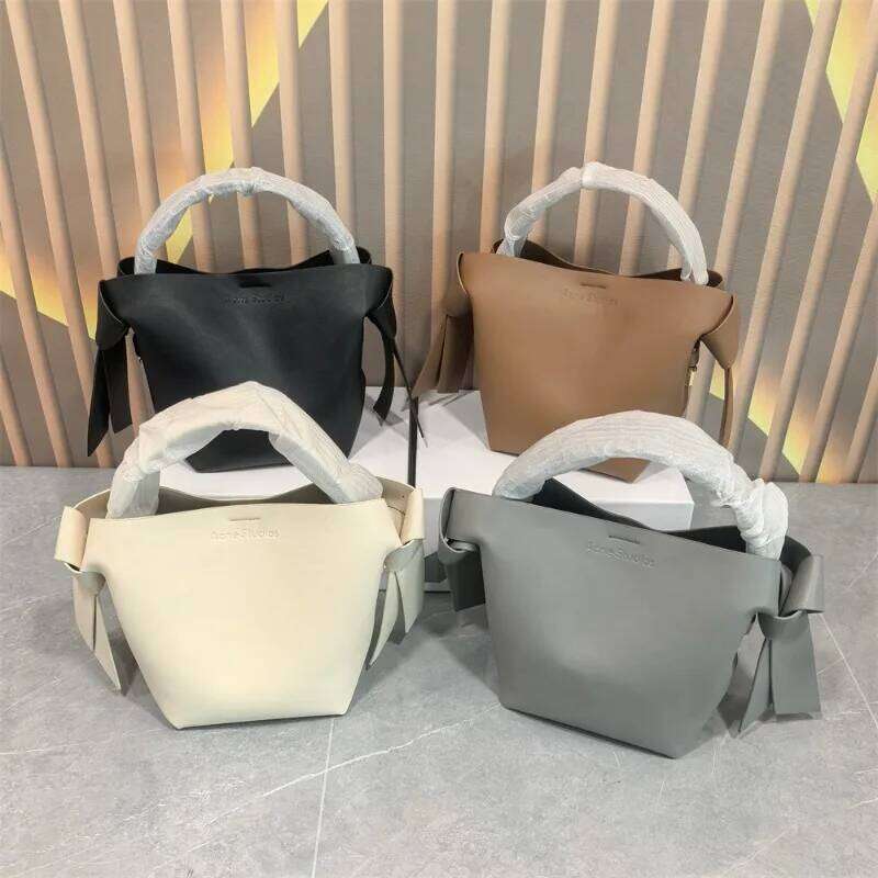 Acnestudios EKNI Musubi Mini Genuine Leather Unisex Commuter Crossbody Handbag Bucket Bag