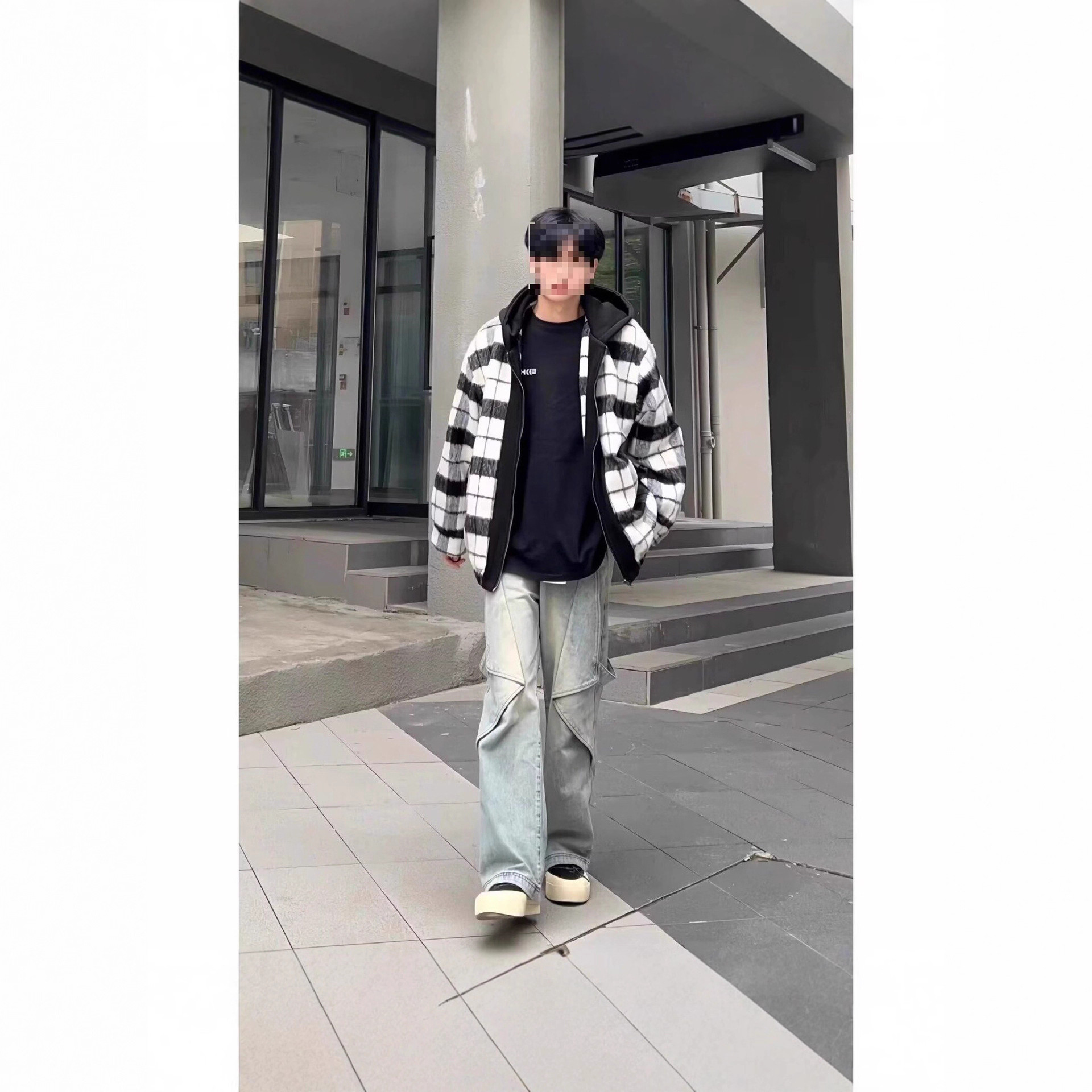 Autumn New Small Fragrance Style Color Block Jacket Designer Coat Men's Trendy Lazy Style Hooded Loose Zipper Versatile Coat