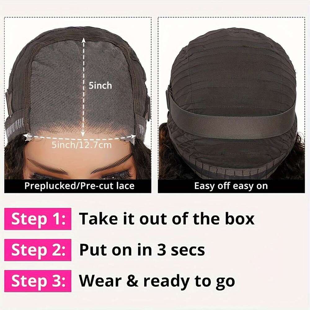 Ombre Deep Wave Front Human Hair Honey Blonde 5X5 Lace 1B/30 Highlight Wig Suitable For Daily Travel Events Party Music Festival