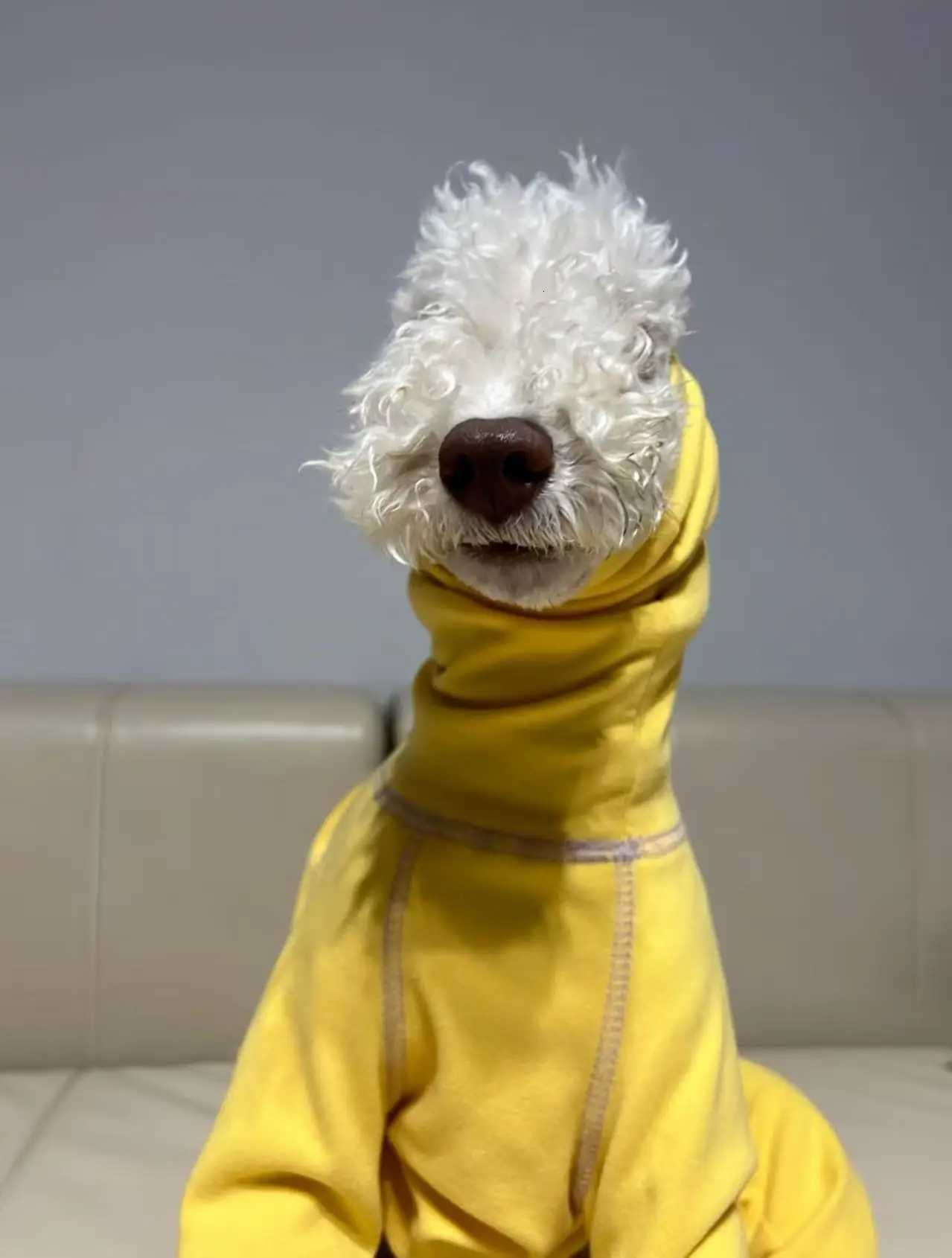 Warm Yellow Fleece Sweater for Bedlington Terrier Soft 4legged HighNeck Sweatshirt Windproof Winter Coat for Small Mid Dog C251030