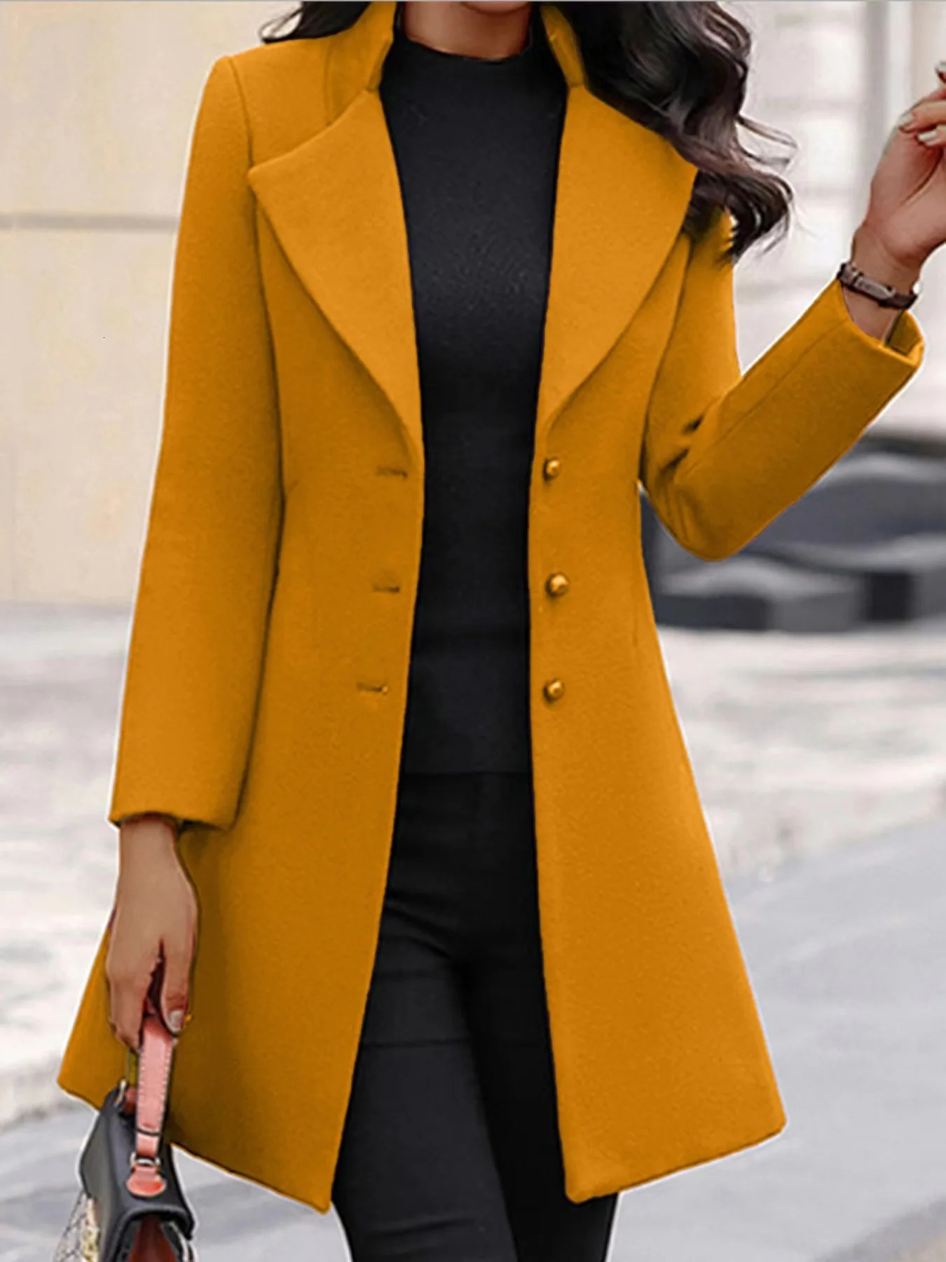 RX6625 Winter Womens Coat Korean Version Mid length European and American Cross border Woolen 251028