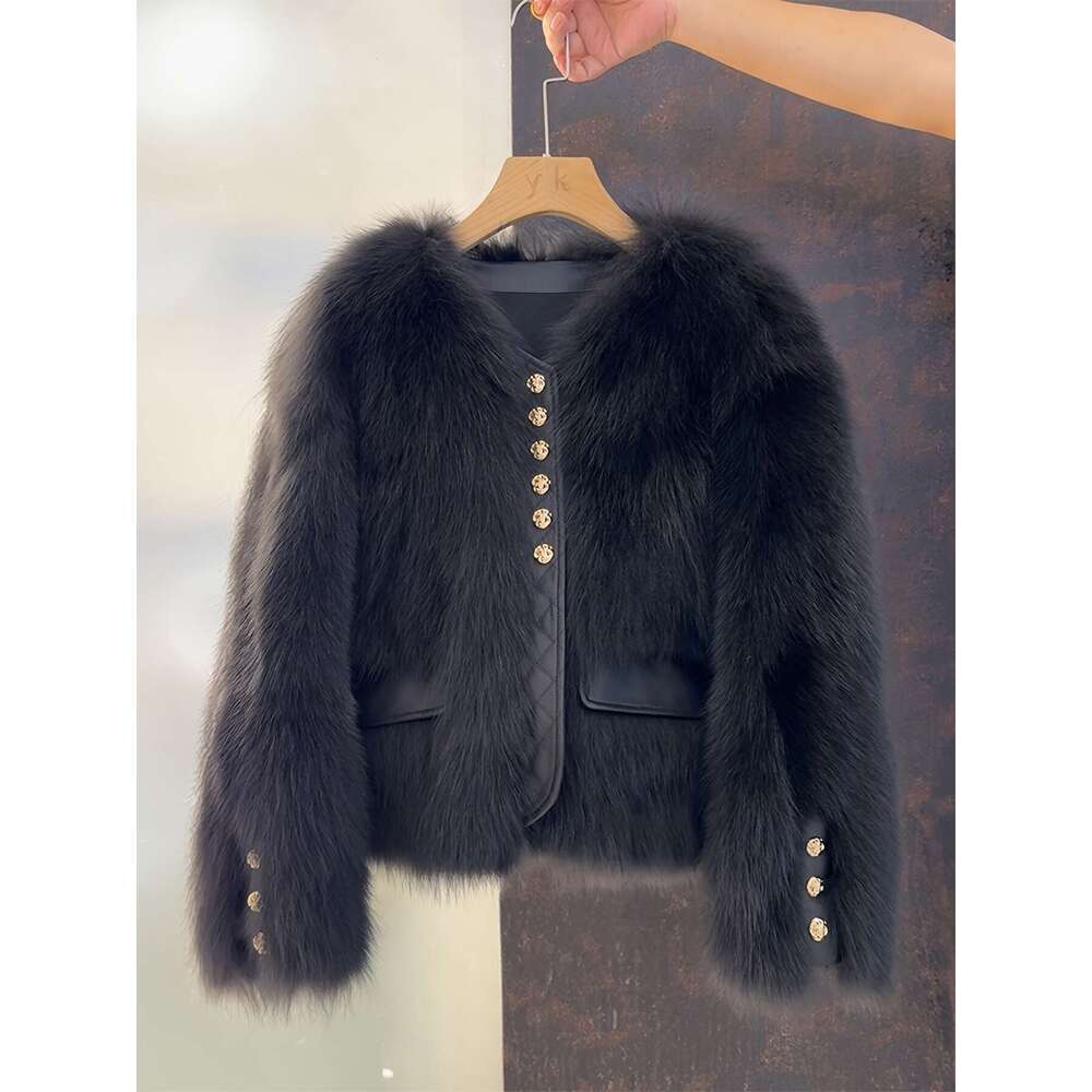 New High End Grass Faux Fox Coat Women Chic And Stylish Outerwear Elegant Fur Jackets Winter Coats For Women High Quality