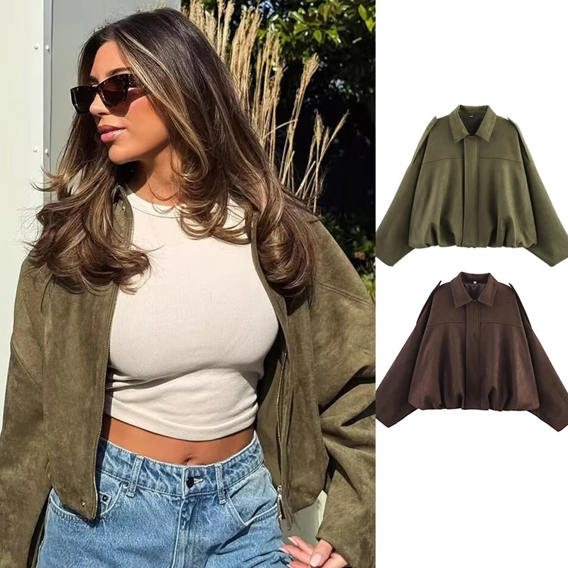 Womens Jackets Autumn Fashion Loose Bat Sleeves Elegant Chic Street Youth Long Coats 251028