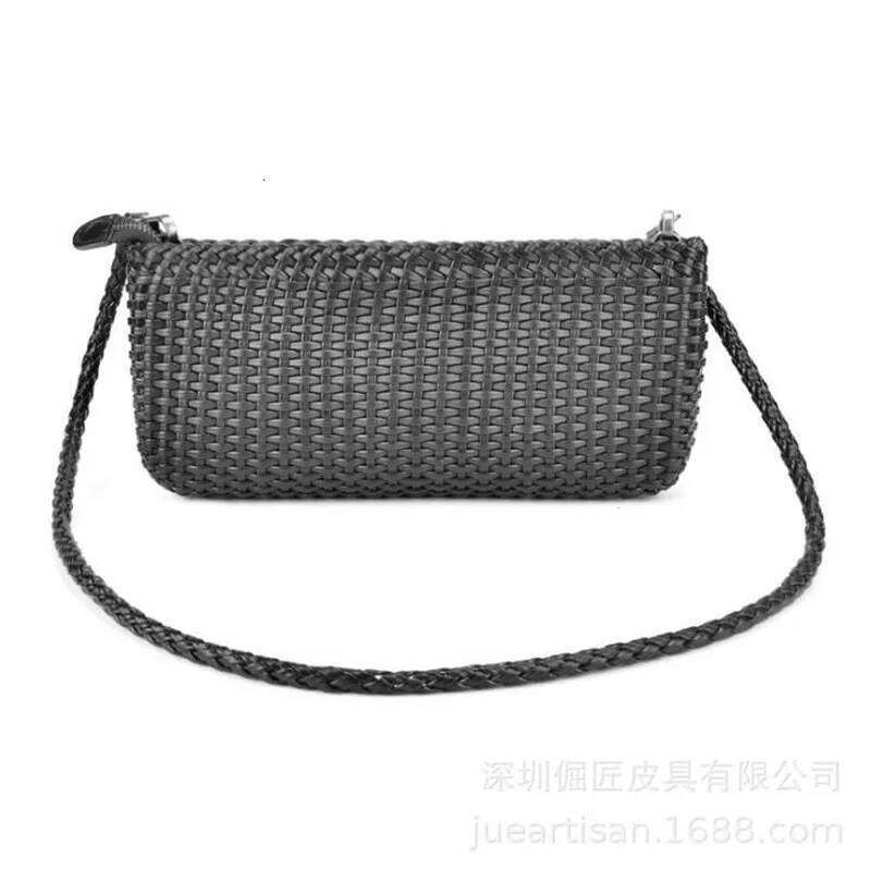 Leather Woven Handbags First Layer Cowhide Clutch Shoulder Messenger Small Bag